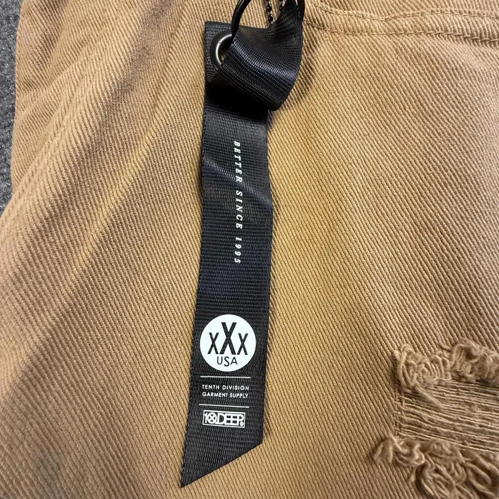10 Deep Men's Distressed Tan Cotton Pants Size 36 NWT #1816‎